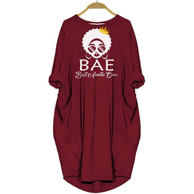 African American Dresses BAE Best Auntie Ever Long Sleeve Dress Black Women Shirt Summer Dress Afrocentric Clothing Black History Gift Ideas