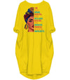 BigProStore African American Dresses I Am Black Woman Beautiful Magic Long Sleeve Pocket Shirt Summer Dress Afrocentric Clothing Yellow / S (4-6 US)(8 UK) Women Dress