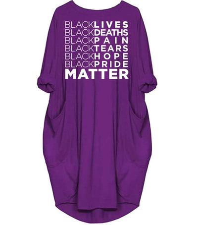BigProStore African American Dresses Black Lives Matter Deaths Pain Tears Hope Pride Matter African Women Pocket Dress Purple / S Women Dress