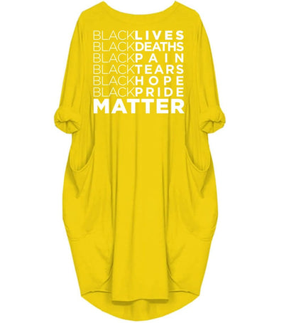 BigProStore African American Dresses Black Lives Matter Deaths Pain Tears Hope Pride Matter African Women Pocket Dress Yellow / S Women Dress