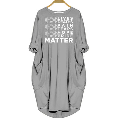 BigProStore African American Dresses Black Lives Matter Deaths Pain Tears Hope Pride Matter African Women Pocket Dress Gray / S Women Dress