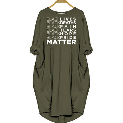 BigProStore African American Dresses Black Lives Matter Deaths Pain Tears Hope Pride Matter African Women Pocket Dress Green / S Women Dress