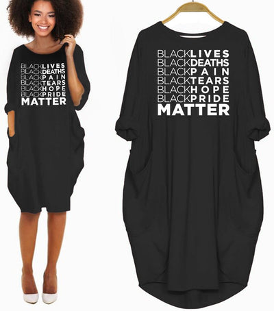 BigProStore African American Dresses Black Lives Matter Deaths Pain Tears Hope Pride Matter African Women Pocket Dress Black / S Women Dress