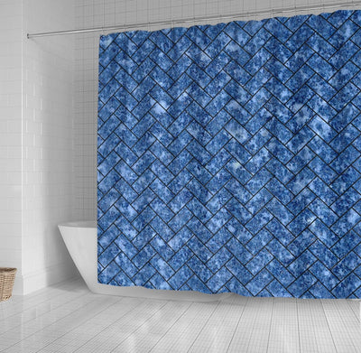 BigProStore Shower Curtain Decor Brick Black Marble Amp Blue Marble Shower Curtain Home Bath Decor Herringbone Shower Curtain / Small (165x180cm | 65x72in) Herringbone Shower Curtain