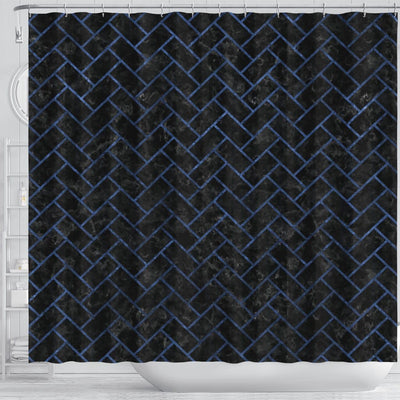 BigProStore Bathroom Curtain Brick Black Marble Amp Blue Stone Shower Curtain Bathroom Accessories Herringbone Shower Curtain