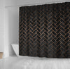 BigProStore Herringbone Shower Curtain Decor Brick Black Marble Amp Bronze Metal Shower Curtain Home Bath Decor Herringbone Shower Curtain / Small (165x180cm | 65x72in) Herringbone Shower Curtain