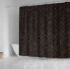 BigProStore Shower Curtain Decor Brick Black Marble Amp Brown Burl Wo Shower Curtain Bathroom Accessories Herringbone Shower Curtain / Small (165x180cm | 65x72in) Herringbone Shower Curtain