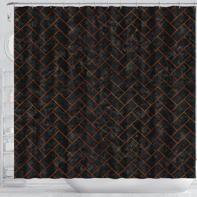 BigProStore Shower Curtain Decor Brick Black Marble Amp Brown Burl Wo Shower Curtain Bathroom Accessories Herringbone Shower Curtain
