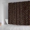 BigProStore Herringbone Bathroom Curtain Brick Black Marble Amp Copper Foil Shower Curtain Bathroom Accessories Herringbone Shower Curtain / Small (165x180cm | 65x72in) Herringbone Shower Curtain