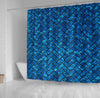 BigProStore Herringbone Bath Curtain Brick Black Marble Amp Deep Blue Wat Shower Curtain Bathroom Decor Herringbone Shower Curtain / Small (165x180cm | 65x72in) Herringbone Shower Curtain