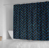 BigProStore Herringbone Bath Curtain Brick Black Marble Amp Deep Blue Wat Shower Curtain Bathroom Herringbone Shower Curtain / Small (165x180cm | 65x72in) Herringbone Shower Curtain