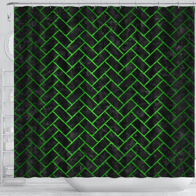 BigProStore Herringbone Bath Curtain Brick Black Marble Amp Green Brushed Shower Curtain Bathroom Curtains Herringbone Shower Curtain