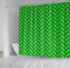 BigProStore Shower Curtain Decor Brick Black Marble Amp Green Colored Shower Curtain Home Bath Decor Herringbone Shower Curtain / Small (165x180cm | 65x72in) Herringbone Shower Curtain