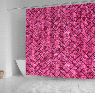 BigProStore Shower Curtain Decor Brick Black Marble Amp Pink Marble Shower Curtain Bathroom Herringbone Shower Curtain / Small (165x180cm | 65x72in) Herringbone Shower Curtain