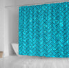 BigProStore Bathroom Curtain Brick Black Marble Amp Turquoise Mar Shower Curtain Bathroom Wall Decor Ideas Herringbone Shower Curtain / Small (165x180cm | 65x72in) Herringbone Shower Curtain