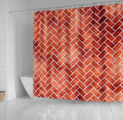 BigProStore Shower Curtain Decor Brick White Marble Amp Copper Paint Shower Curtain Bathroom Accessories Herringbone Shower Curtain / Small (165x180cm | 65x72in) Herringbone Shower Curtain