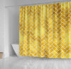 BigProStore Herringbone Bath Curtain Brick White Marble Amp Gold Paint Shower Curtain Bathroom Wall Decor Ideas Herringbone Shower Curtain / Small (165x180cm | 65x72in) Herringbone Shower Curtain
