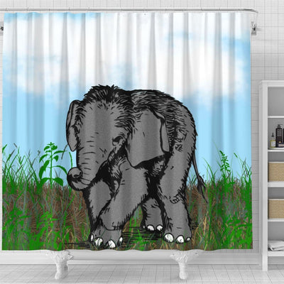 BigProStore Elephant Bathroom Sets Baby Elephant Bathroom Accessories Set Shower Curtain / Small (165x180cm | 65x72in) Shower Curtain