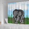 BigProStore Elephant Bathroom Sets Baby Elephant Bathroom Accessories Set Shower Curtain