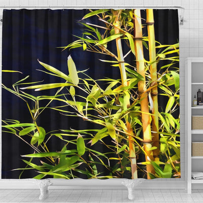 BigProStore Bamboo Decor Bathroom Sets Beautiful Bamboo On Black Shower Curtain Fantasy Fabric Bath Bathroom Sets Shower Curtain / Small (165x180cm | 65x72in) Shower Curtain