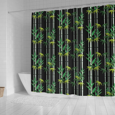 BigProStore Bamboo Decor Bathroom Sets Amazing Bamboo Pattern On Black Background Shower Curtain Bathroom Decor Sets Shower Curtain
