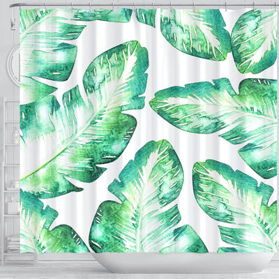 BigProStore Hawaii Bath Curtain Beachy White Green Tropical Palm Leaves Chic Shower Curtain Home Bath Decor Hawaii Shower Curtain / Small (165x180cm | 65x72in) Hawaii Shower Curtain