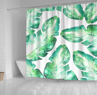 BigProStore Hawaii Bath Curtain Beachy White Green Tropical Palm Leaves Chic Shower Curtain Home Bath Decor Hawaii Shower Curtain
