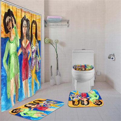 BigProStore Beautiful African African Woman Shower Curtain Bathroom Set 4pcs Modern African Bathroom Decor BPS3926 Standard (180x180cm | 72x72in) Bathroom Sets