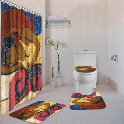 BigProStore Beautiful African American Art Afro Girl Bathroom Shower Curtain Set 4pcs Modern Afrocentric Bathroom Decor BPS3689 Standard (180x180cm | 72x72in) Bathroom Sets