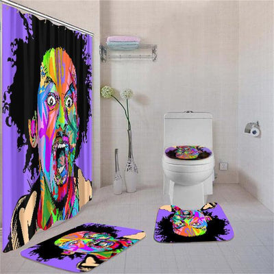 BigProStore Beautiful African Melanin Afro Girl Bathroom Shower Curtain Set 4pcs Modern African Bathroom Accessories BPS3965 Standard (180x180cm | 72x72in) Bathroom Sets