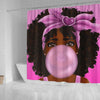 BigProStore Beautiful Afro Lady Bubble Gum Melanin Girl Shower Curtain GE012 Shower Curtain
