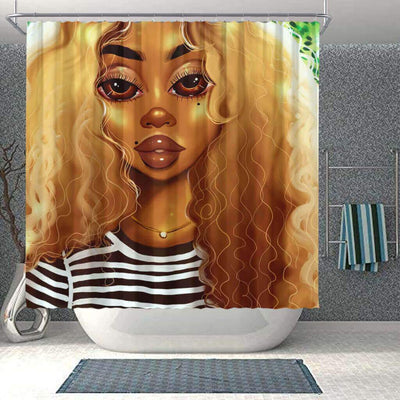 BigProStore Beautiful Afrocentric Shower Curtains Afro Girl Bathroom Designs BPS0116 Small (165x180cm | 65x72in) Shower Curtain