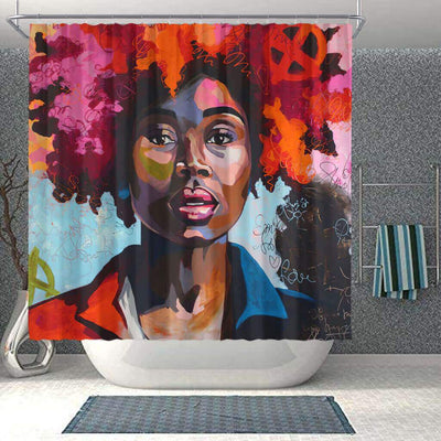 BigProStore Beautiful Natural Hair Shower Curtain Afro Woman Bathroom Designs BPS0160 Small (165x180cm | 65x72in) Shower Curtain