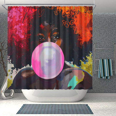 BigProStore Beautiful Natural Hair Shower Curtain Melanin Afro Girl Bathroom Decor Idea BPS0012 Small (165x180cm | 65x72in) Shower Curtain