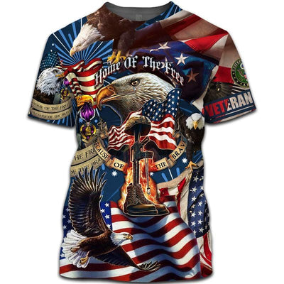 BigProStore Marine Corps Veteran Apparel Because Of The Brave Usa Army Hoodie - Sweatshirt - Tshirt - Zip Hoodie T-shirt / S