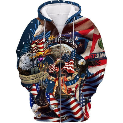 BigProStore Marine Corps Veteran Apparel Because Of The Brave Usa Army Hoodie - Sweatshirt - Tshirt - Zip Hoodie Zip Hoodie / S