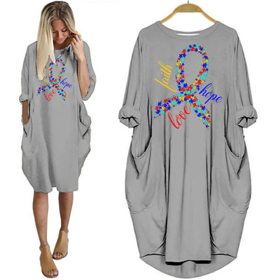 Autism Awareness Shirts Puzzle Ribbon Faith Hope Love Women Dress