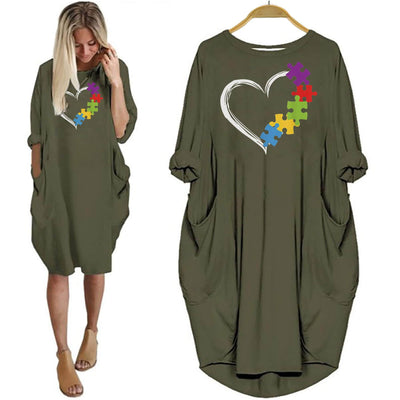 Autism Shirt Heart Love Autism Awareness Puzzle Designs Women Dress