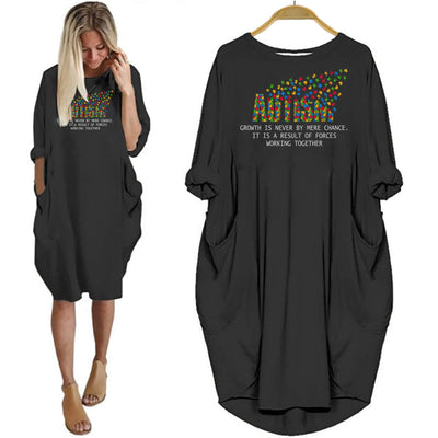 Autism Shirts Growth Is Never By Mere Chance Autism Awareness Puzzle Designs Women Dress
