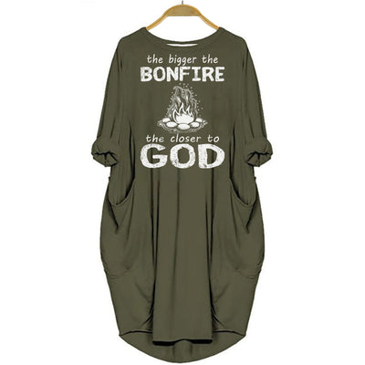 Bigger The Bonfire The Closer To God Women Pocket Dress