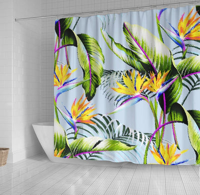 BigProStore Bathroom Curtain Bird Of Paradise Palm Leaves Tropical Accent Shower Curtain Bathroom Decor Hawaii Shower Curtain