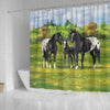 BigProStore Farm Animal Shower Curtain Wonderful Black Appaloosa Horses In Summer Pasture Shower Curtain Bathroom Curtains Horse Shower Curtain / Small (165x180cm | 65x72in) Horse Shower Curtain