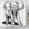 BigProStore Elephant Shower Curtain Black Elephant And White Stripes Fantasy Fabric Bath Bathroom Sets Shower Curtain / Small (165x180cm | 65x72in) Shower Curtain