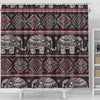BigProStore Elephant Print Shower Curtains Black Ethnic Elephant Pattern Bathroom Decor Sets Shower Curtain / Small (165x180cm | 65x72in) Shower Curtain