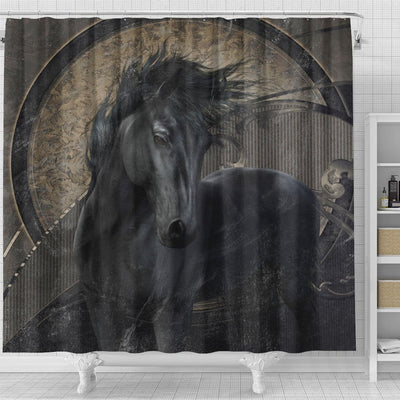 BigProStore Western Horses Shower Curtain Delightful Black Gothic Friesian Horse Shower Curtain Bathroom Decor Horse Shower Curtain