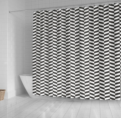 BigProStore Herringbone Bathroom Curtain Black Herringbone Shower Curtain Bathroom Accessories Herringbone Shower Curtain / Small (165x180cm | 65x72in) Herringbone Shower Curtain