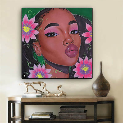 BigProStore Black History Art Beautiful African American Girl Black History Canvas Art Afrocentric Decor BPS55678 12" x 12" x 0.75" Square Canvas