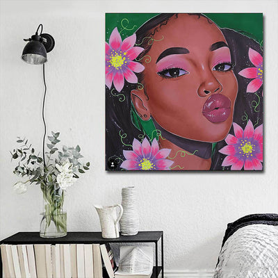 BigProStore Black History Art Beautiful African American Girl Black History Canvas Art Afrocentric Decor BPS55678 16" x 16" x 0.75" Square Canvas