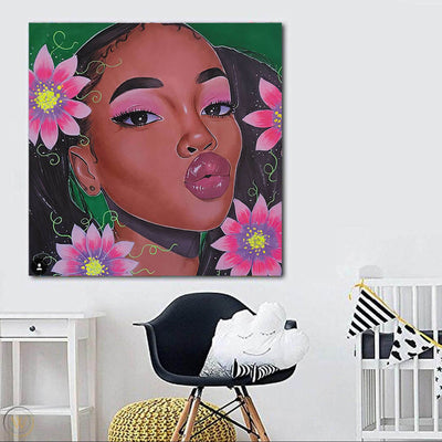 BigProStore Black History Art Beautiful African American Girl Black History Canvas Art Afrocentric Decor BPS55678 24" x 24" x 0.75" Square Canvas