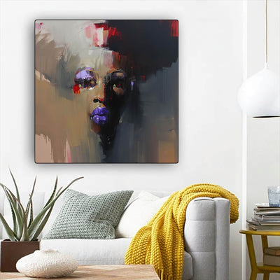 BigProStore Black History Art Beautiful African American Girl Modern African American Art Afrocentric Living Room Ideas BPS92648 12" x 12" x 0.75" Square Canvas